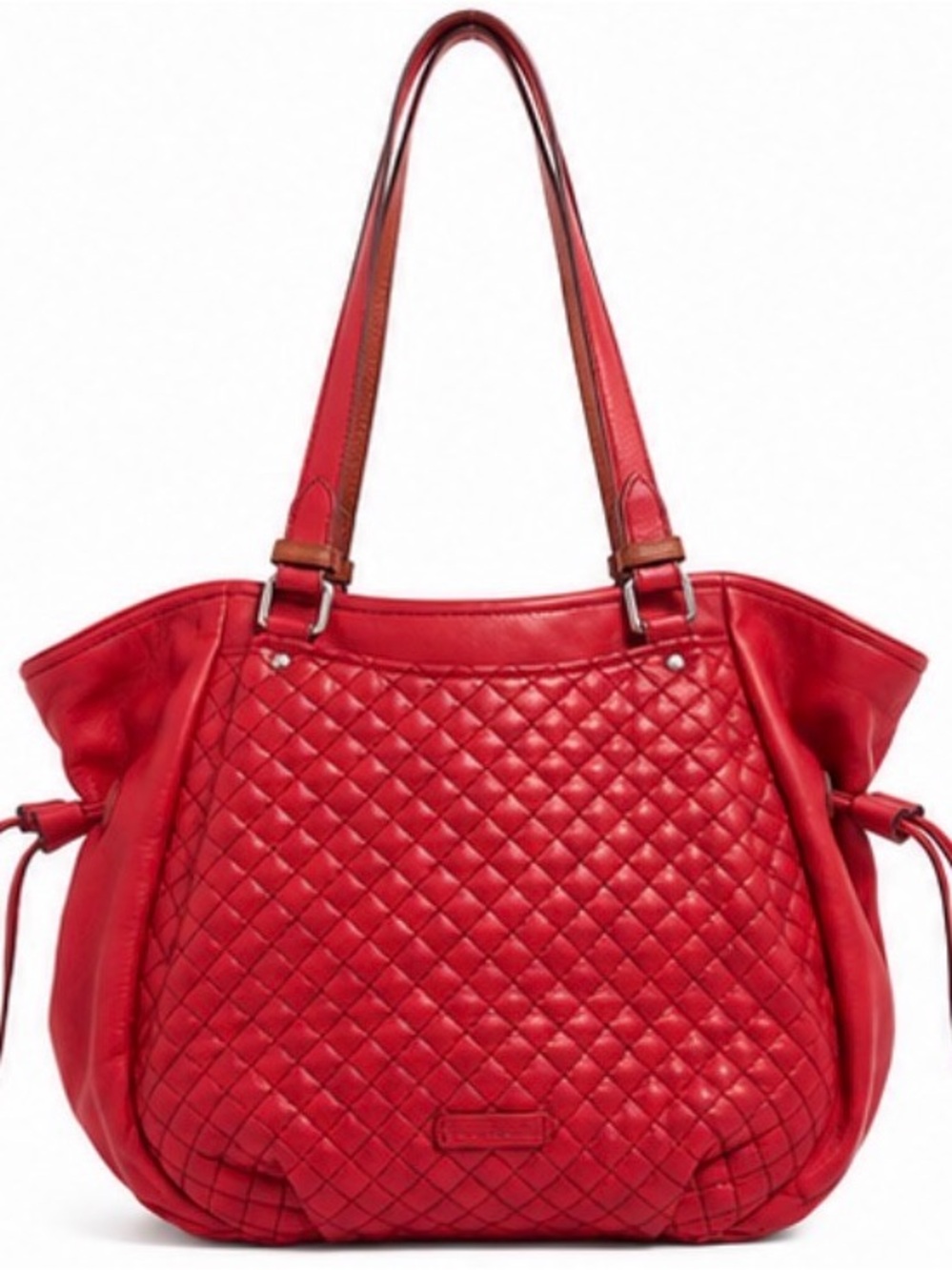 Vera Bradley red quilted shoulder tote bag with paisley lining